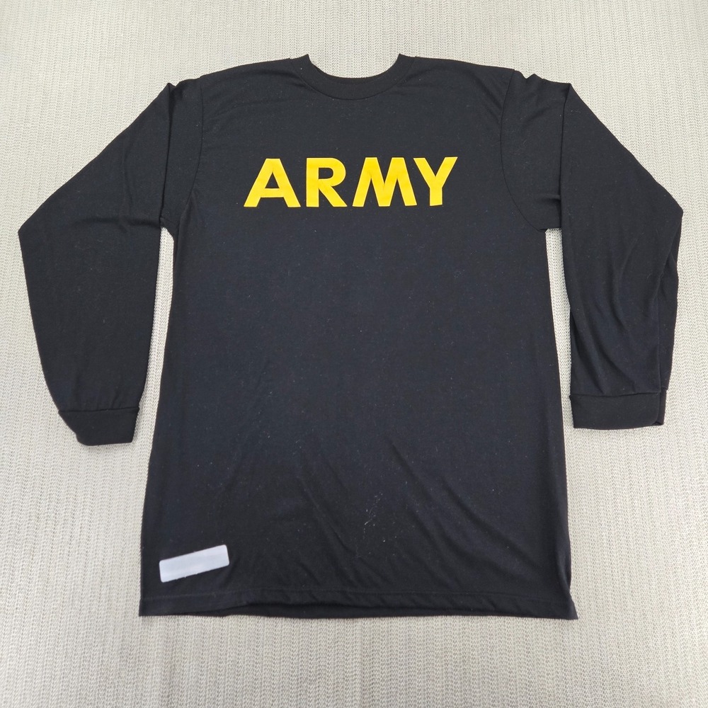 US Army Shirt Mens Medium Black Yellow Logo Long Sleeve Physical Training PT